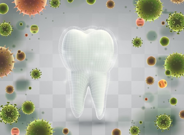 Protección de los dientes contra la plantilla vectorial de caries y enfermedades