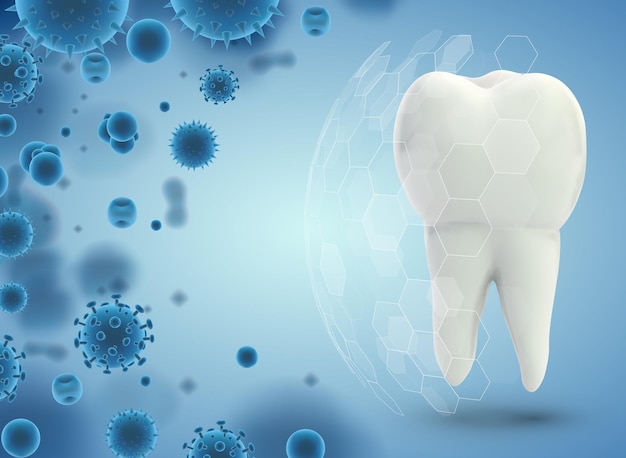 Protección de los dientes contra la plantilla vectorial de caries y enfermedades