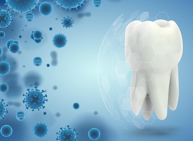 Protección de los dientes contra la plantilla vectorial de caries y enfermedades