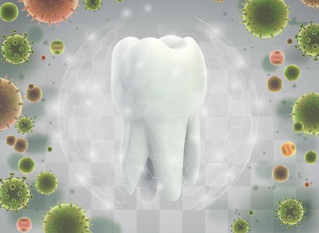 Vector protección de los dientes contra la plantilla vectorial de caries y enfermedades