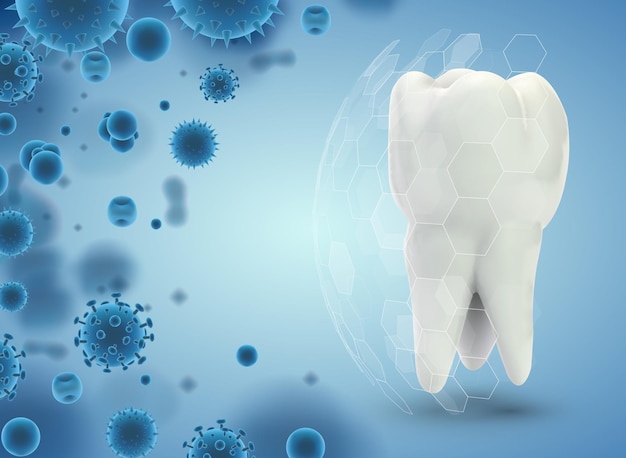 Protección de los dientes contra la plantilla vectorial de caries y enfermedades