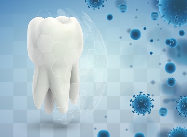 Protección de los dientes contra la plantilla vectorial de caries y enfermedades