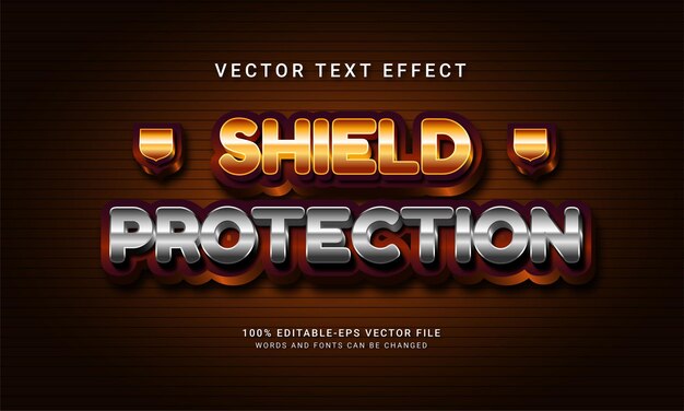 Protección de escudo efecto de estilo de texto editable 3d
