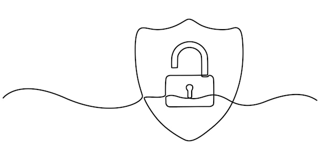 protección de escudo icono de bloqueo seguro continuo dibujo de una línea política de privacidad icono de línea editable