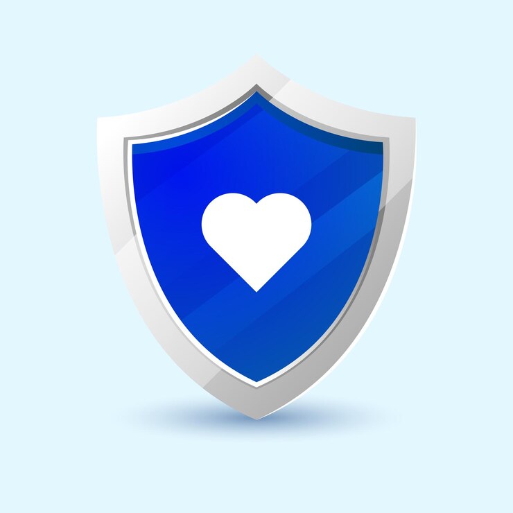 Vector protección de escudo vectorial sobre fondo azul