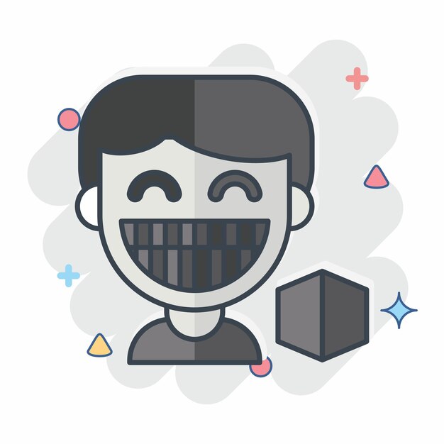 Protección de íconos relacionada con el símbolo del dentista estilo cómic diseño simple editable