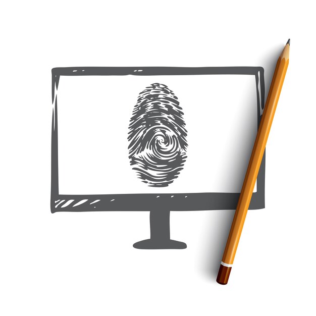 Protección informática dibujada a mano
