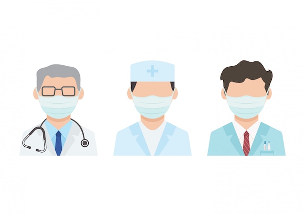 Protección de los médicos. Ilustración de mascarillas