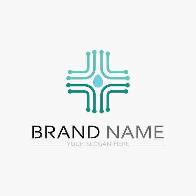protección de la salud con diseño de logotipo de escudo plantilla vectorial para empresa médica o de seguros vector