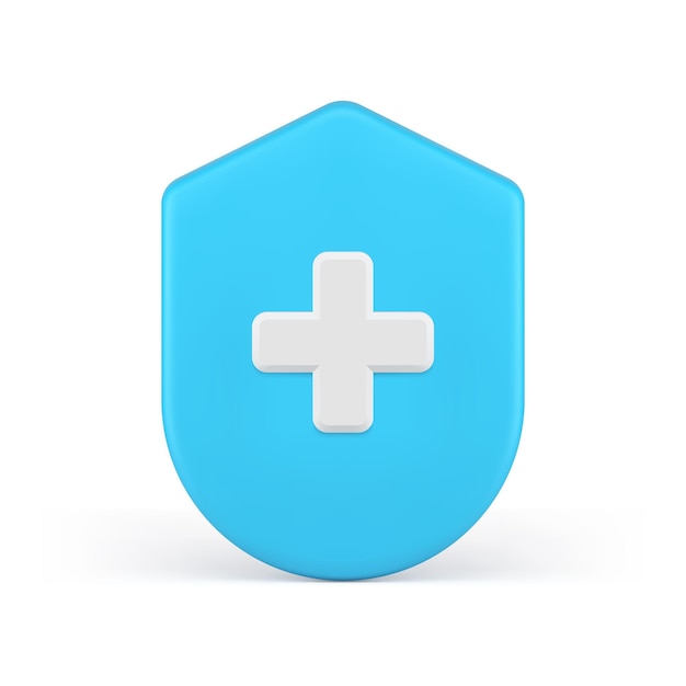 Protección de la salud escudo cruzado rescate seguridad asistencia primeros auxilios vigilancia icono 3d vector realista
