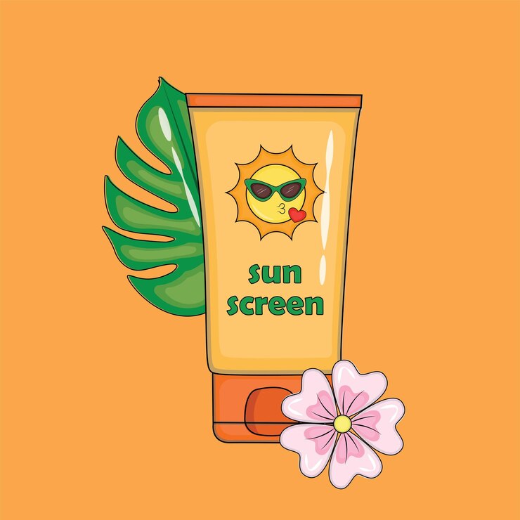 Vector protección solar ilustración vectorial esencial de bloqueador solar o protector solar con spf para la temporada de verano