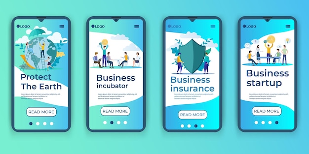 Protección de la TierraIncubadora de empresas Seguros de empresas Puesta en marcha de empresasUn conjunto de interfaces UI UX
