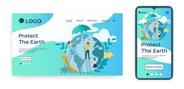 Protect The EarthTemplate para la interfaz de usuario de la página de inicio del sitio web
