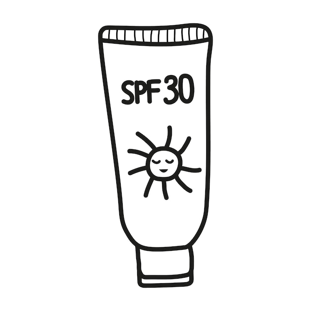 Protector solar boceto vector garabato dibujado a mano ilustración icono verano objeto relacionado