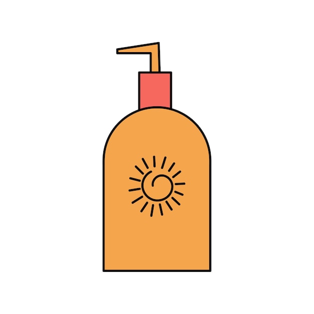 Protector solar de verano, loción corporal. protección del sol y de los rayos uvb, uva. ilustración simple aislado sobre fondo blanco. icono de verano