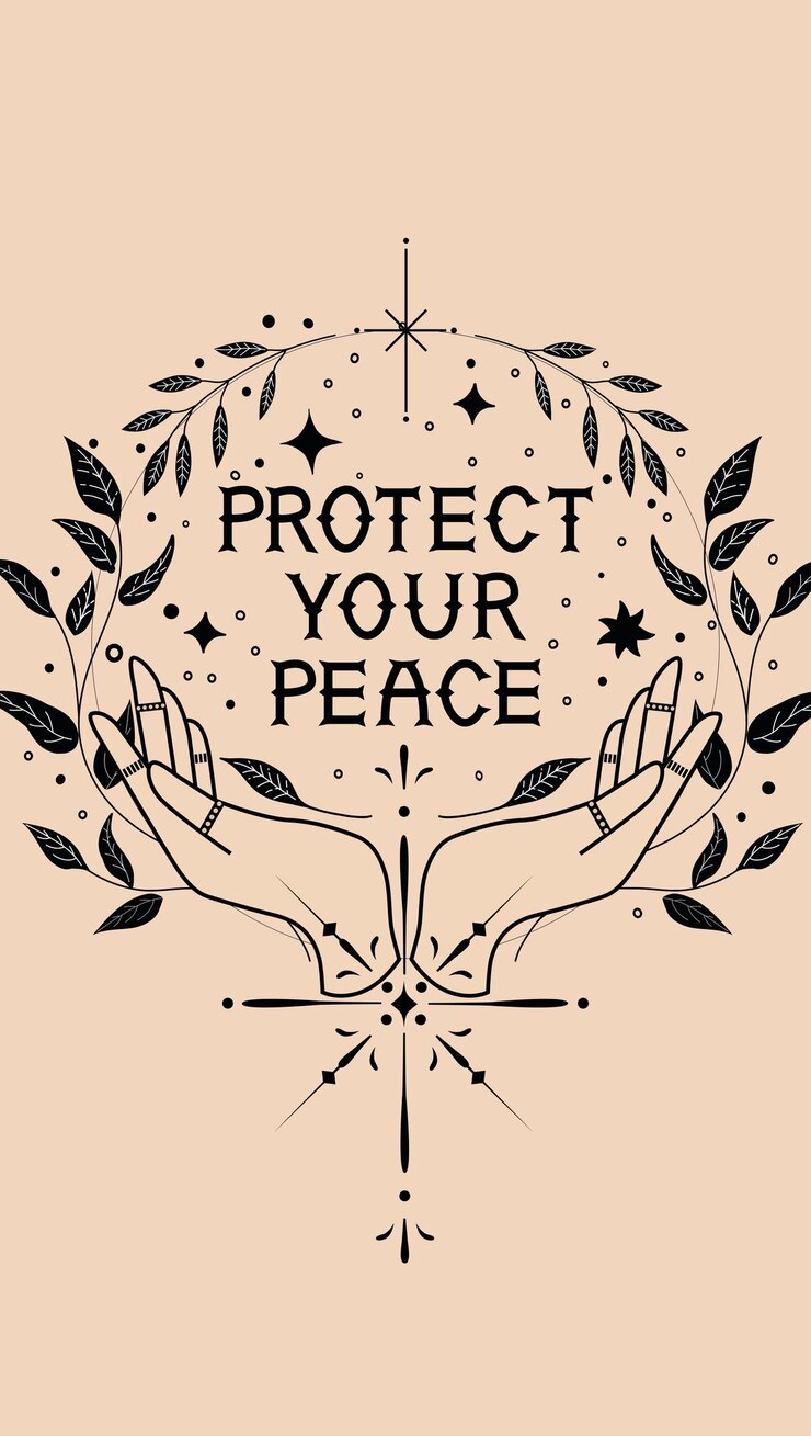 Vector protege tu paz vector diseño boho con manos hojas y estrellas
