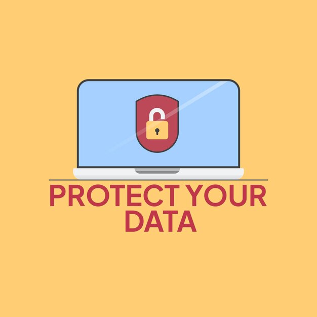 Protege tus datos en la protección de datos de la web Ilustración vectorial para infografías de banner web para móviles