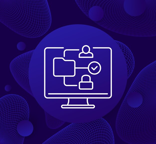 proteger los datos en el icono de línea de carpeta con la computadora