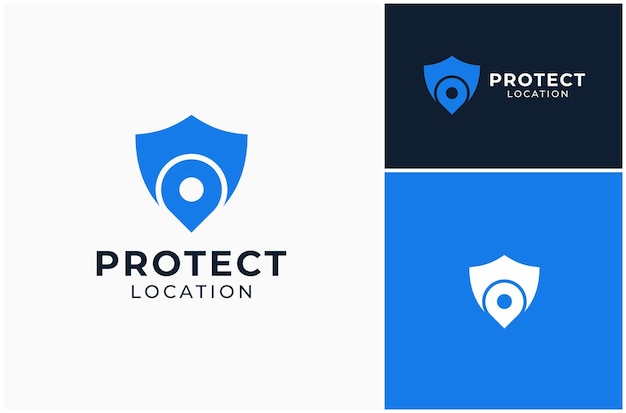 Proteger la seguridad la seguridad la privacidad la ubicación el lugar el pin el mapa el vector el diseño del logotipo la ilustración