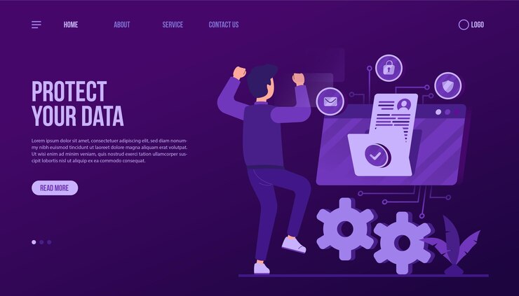 Vector proteja su plantilla de página de destino de datos