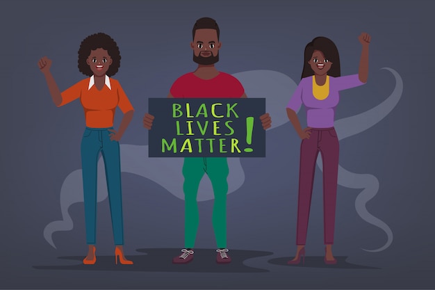 Vector protesta de black lives matter. deja de matar a los negros.