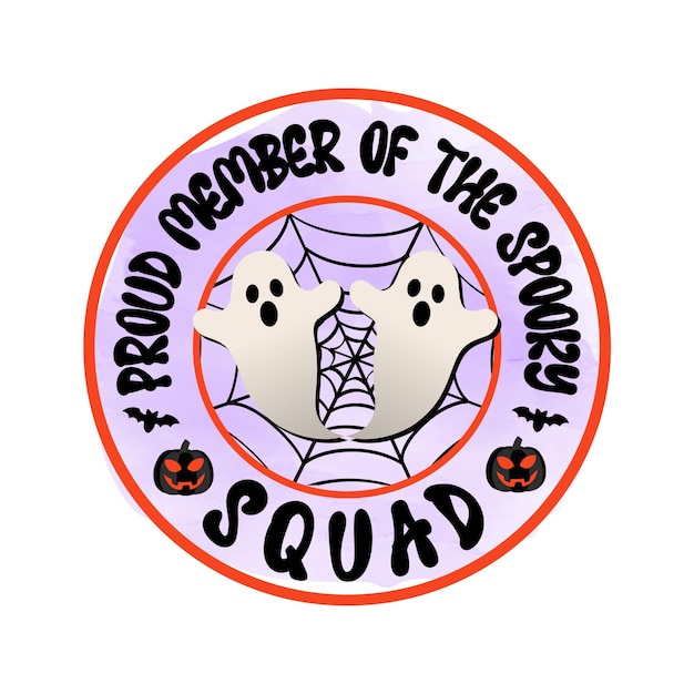 Proud Member Of Spooky Squad Diseño de sublimación de Halloween, perfecto en camisetas, tazas, tarjetas y más