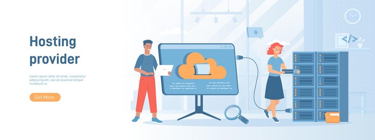 Vector proveedor de alojamiento proveedor de alojamiento de sitios web proveedor de internet tecnología de hardware y software plano