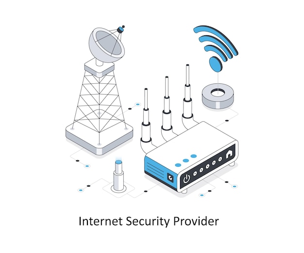 Proveedor de seguridad de Internet Ilustración isométrica de acciones EPS Ilustración de acciones de archivo
