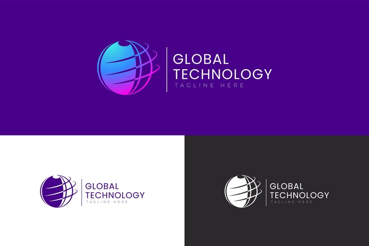 Proveedor de servicios de Internet global moderno Tecnología Red y conexión Logotipo Identidad de marca
