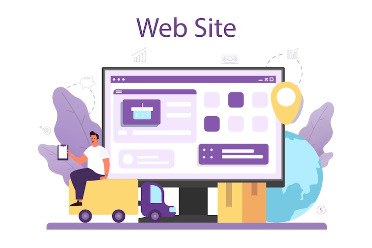 Vector proveedores de servicio en línea o plataforma b2b idea servicio de distribución logística compañía como una asociación comercial de clientes sitio web ilustración de vector plano