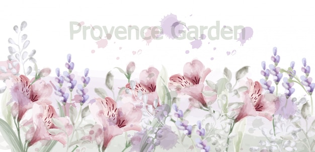 Provence flores jardin acuarela
