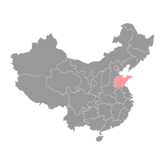 Provincia de Shandong mapa divisiones administrativas de China ilustración vectorial