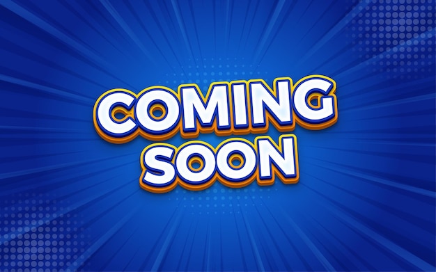 Próximamente banner con efecto de texto editable en 3d