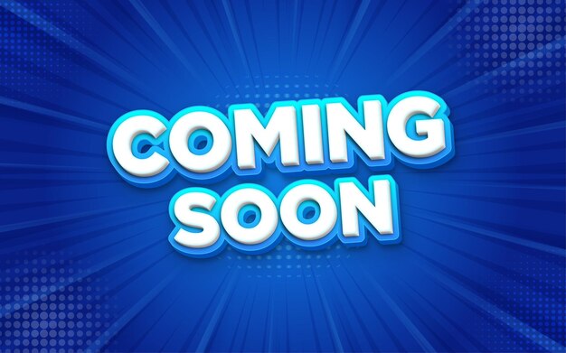 Próximamente banner con efecto de texto editable en 3d
