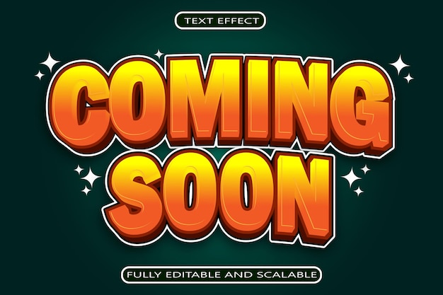 Próximamente Efecto de texto editable Estilo moderno en 3 dimensiones