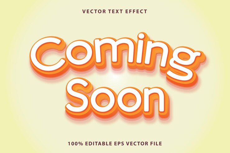 Vector próximamente efecto de texto para un efecto futurista genial