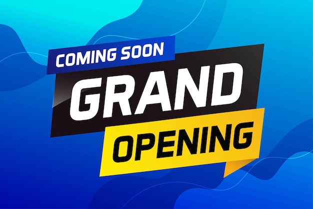 próximamente gran apertura palabra concepto ilustración vectorial y 3D web aplicación móvil cartel banner