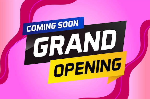 próximamente gran apertura palabra concepto ilustración vectorial y 3D web aplicación móvil cartel banner