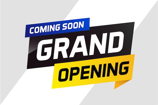 próximamente gran apertura palabra concepto ilustración vectorial y 3D web aplicación móvil cartel banner