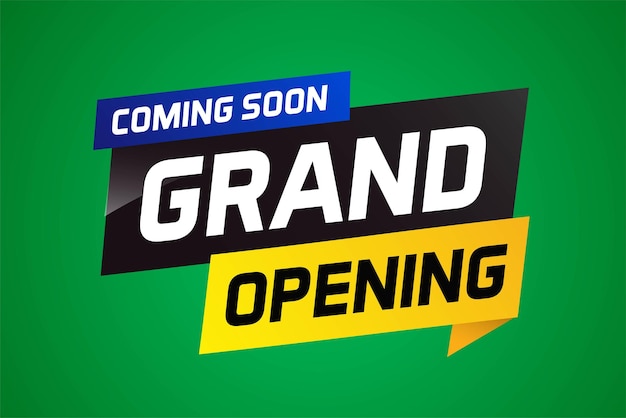 próximamente gran apertura palabra concepto ilustración vectorial y 3D web aplicación móvil cartel banner