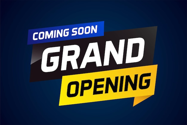 próximamente gran apertura palabra concepto ilustración vectorial y 3D web aplicación móvil cartel banner