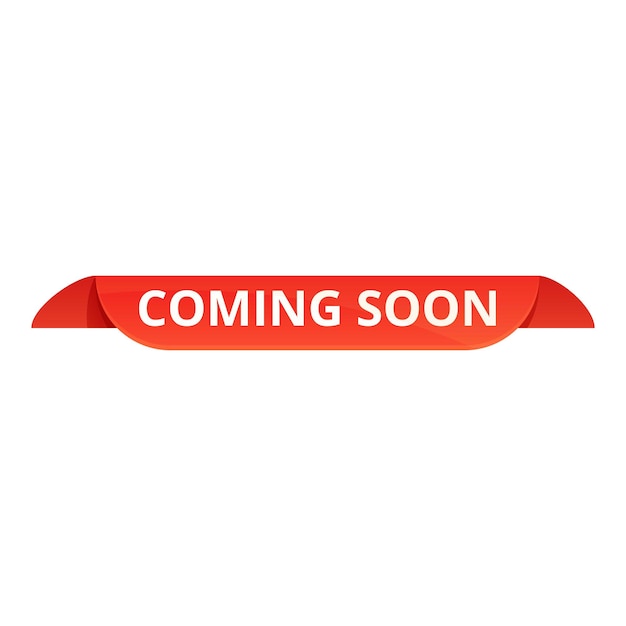 Próximamente icono de etiquetado Caricatura de Próximamente icono de vector de etiquetado para diseño web aislado sobre fondo blanco