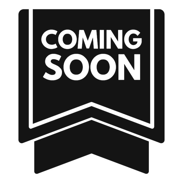 Próximamente icono vector simple cartel de etiqueta
