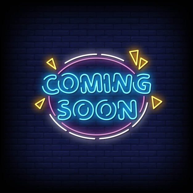 Próximamente texto de estilo de letreros de neón