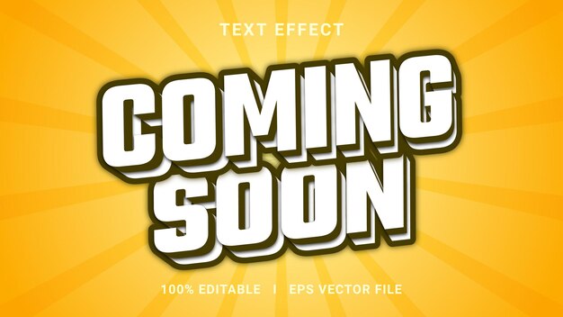 Próximamente vector premium de efecto de texto editable en 3D para ilustrador