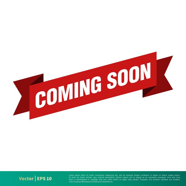 Próximamente Vector Ribbon Banner Plantilla Ilustración Diseño Vector EPS 10