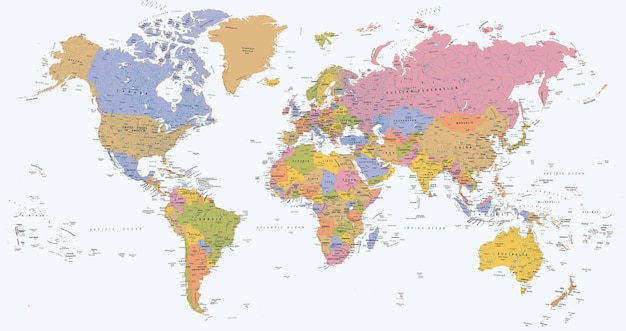 Vector proyección del mapa político del mundo de van der grinten