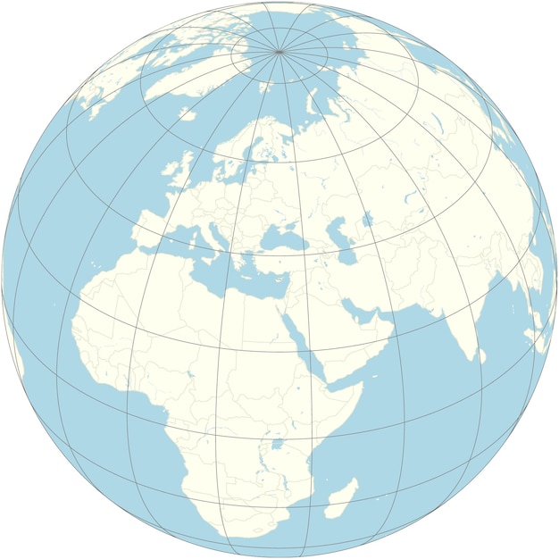 La proyección ortográfica del mapa del mundo con Chipre, la zona de amortiguación de la ONU en su centro, es desmilitarizada.
