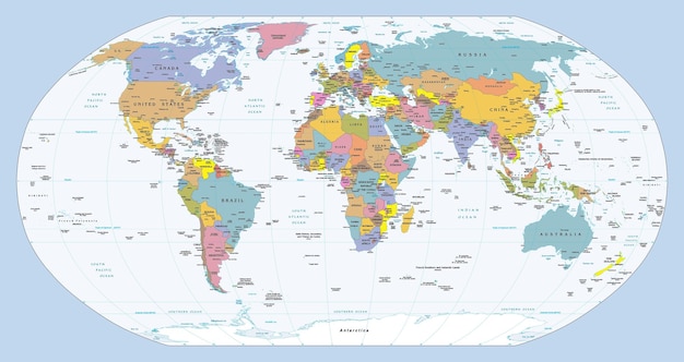 Proyección política simple del mapa del mundo de robinson