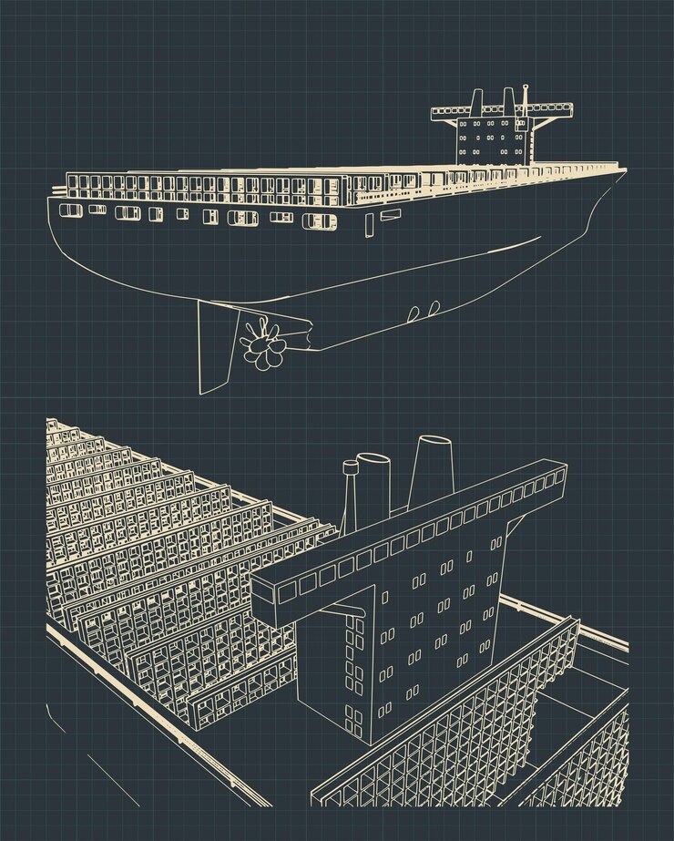 Vector proyecto de buque contenedor